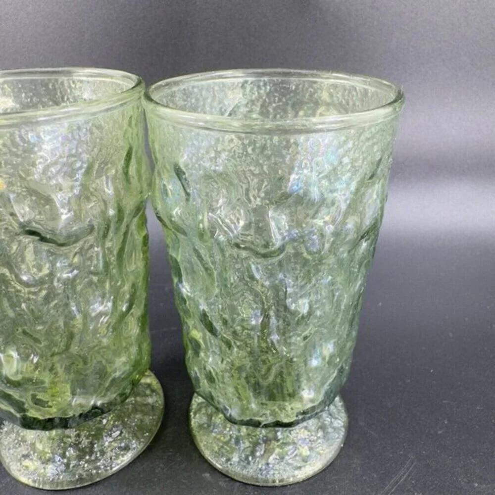 Anchor Hocking Lido Milano Crinkle Drinking Glasses Tumbler Iridescent Set‎ 2